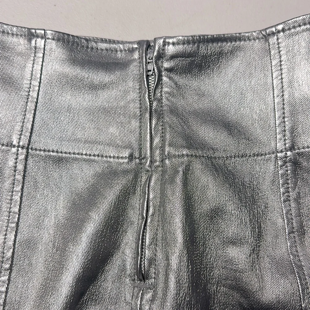 Free People Silver Denim Skirt